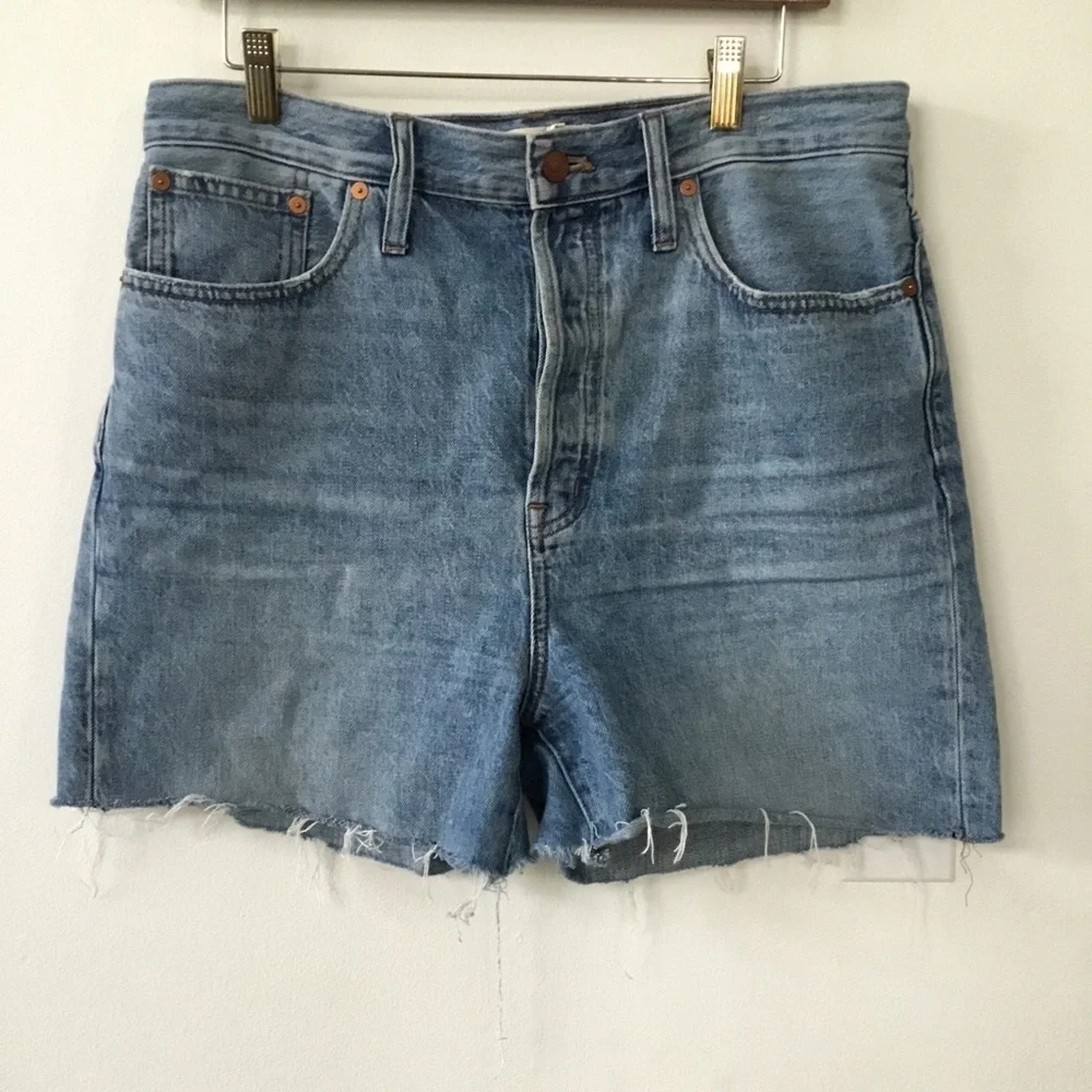 Madewell High-Rise Long Denim Shorts in Brightwater Wash